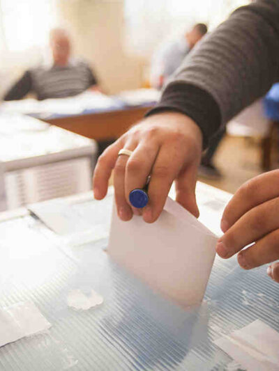 voter at the ballot box