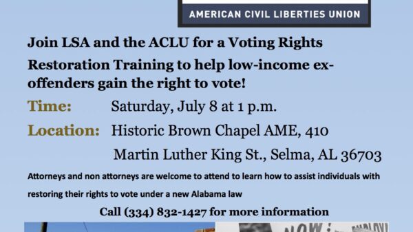 join LSA and ACLU for Voting Rights Restoration Training flyer