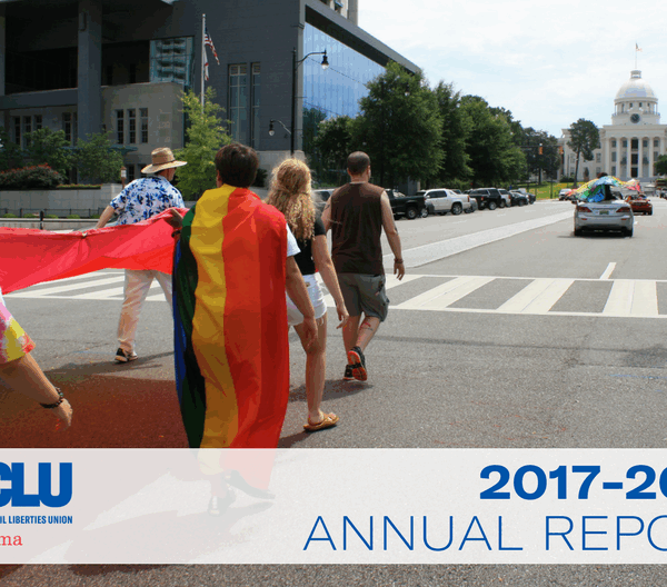 cover of annual report, pride march on Dexter Ave