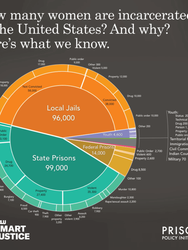 pie chart of incarceration rates for women