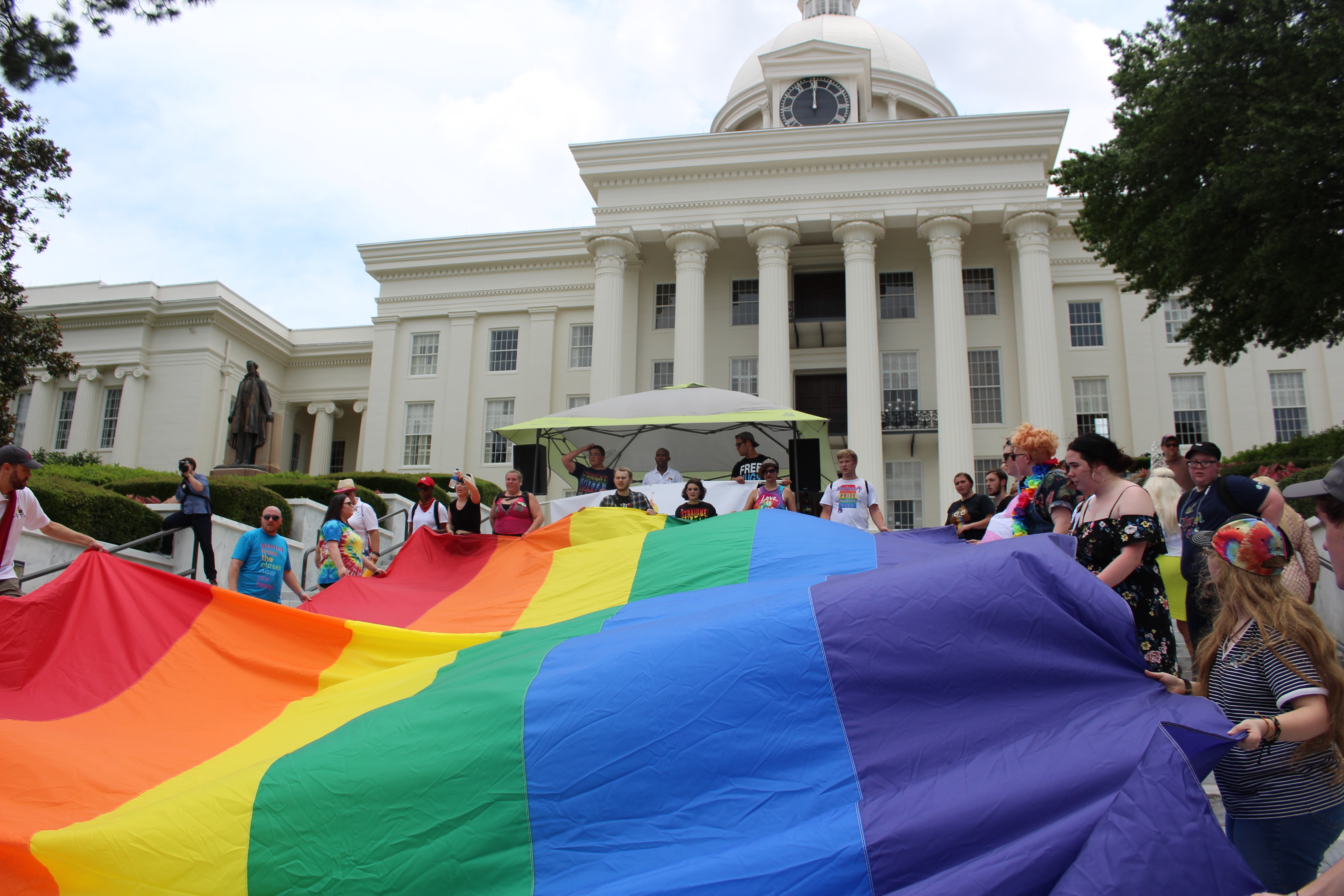 laying down the flag on the capitol steps