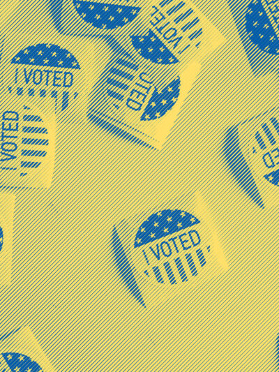i voted stickers with a yellow and blue gradient
