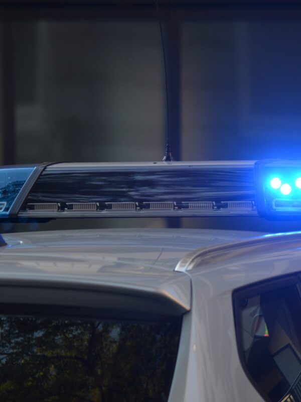 Police car with light flashing