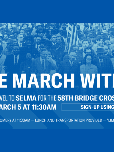 Members of ACLU of Alabama staff will be traveling to Selma, Alabama for its 58th Annual Bridge Crossing Jubilee, and we are inviting you to ride with us!