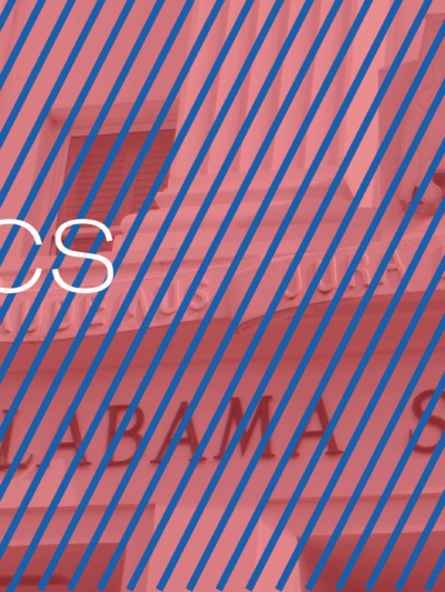 alabama state house with red tint and blue lines