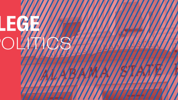 alabama state house with red tint and blue lines