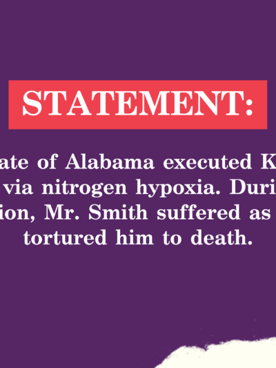 The State of Alabama executed Kenneth Smith via nitrogen hypoxia. During the execution, Mr. Smith suffered as ADOC tortured him to death.