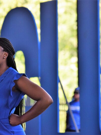 JaTaune stands in fromt of ACLU letters