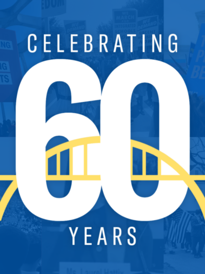 the number 60 with the Edmund pets bridge woven through the center