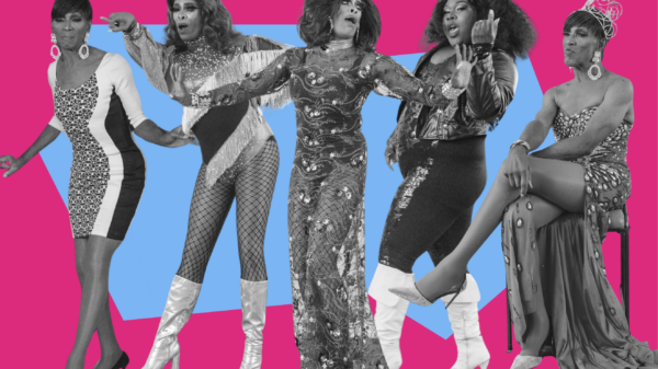 drag queens on pink field