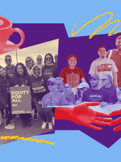 collage of people posing in a group and a coffee cup and hands reaching for hands