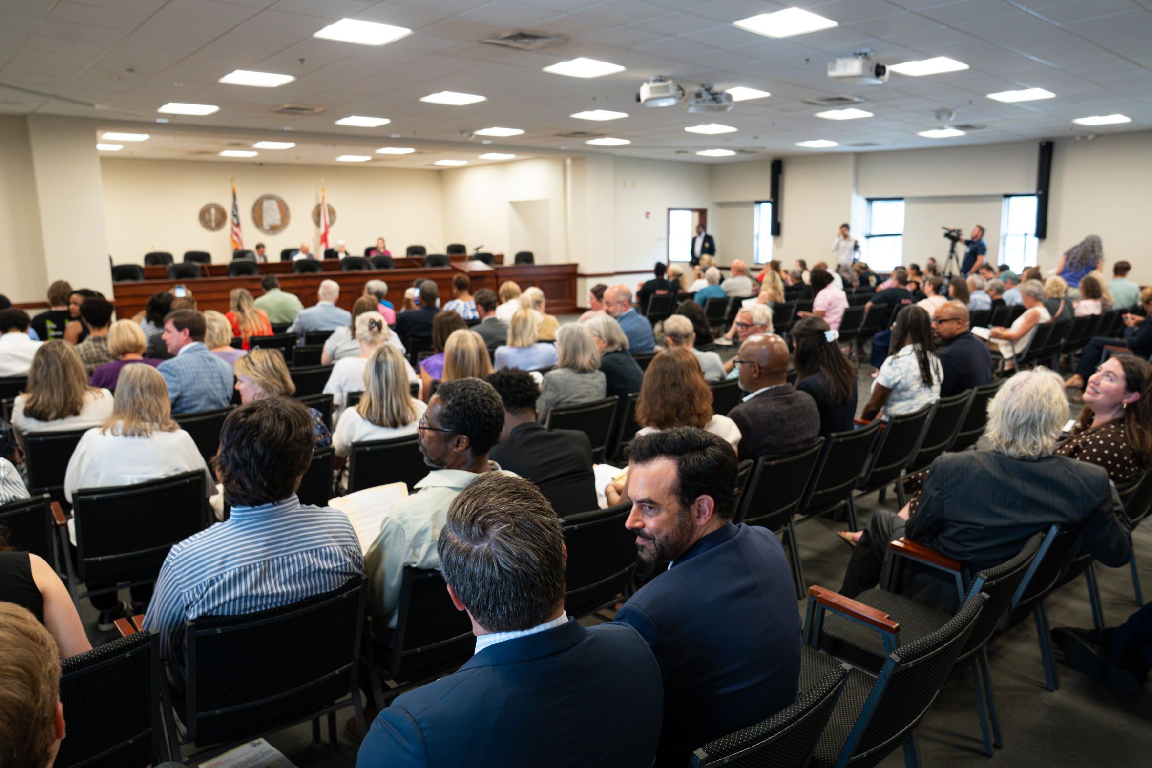 the packed room at the JPOC