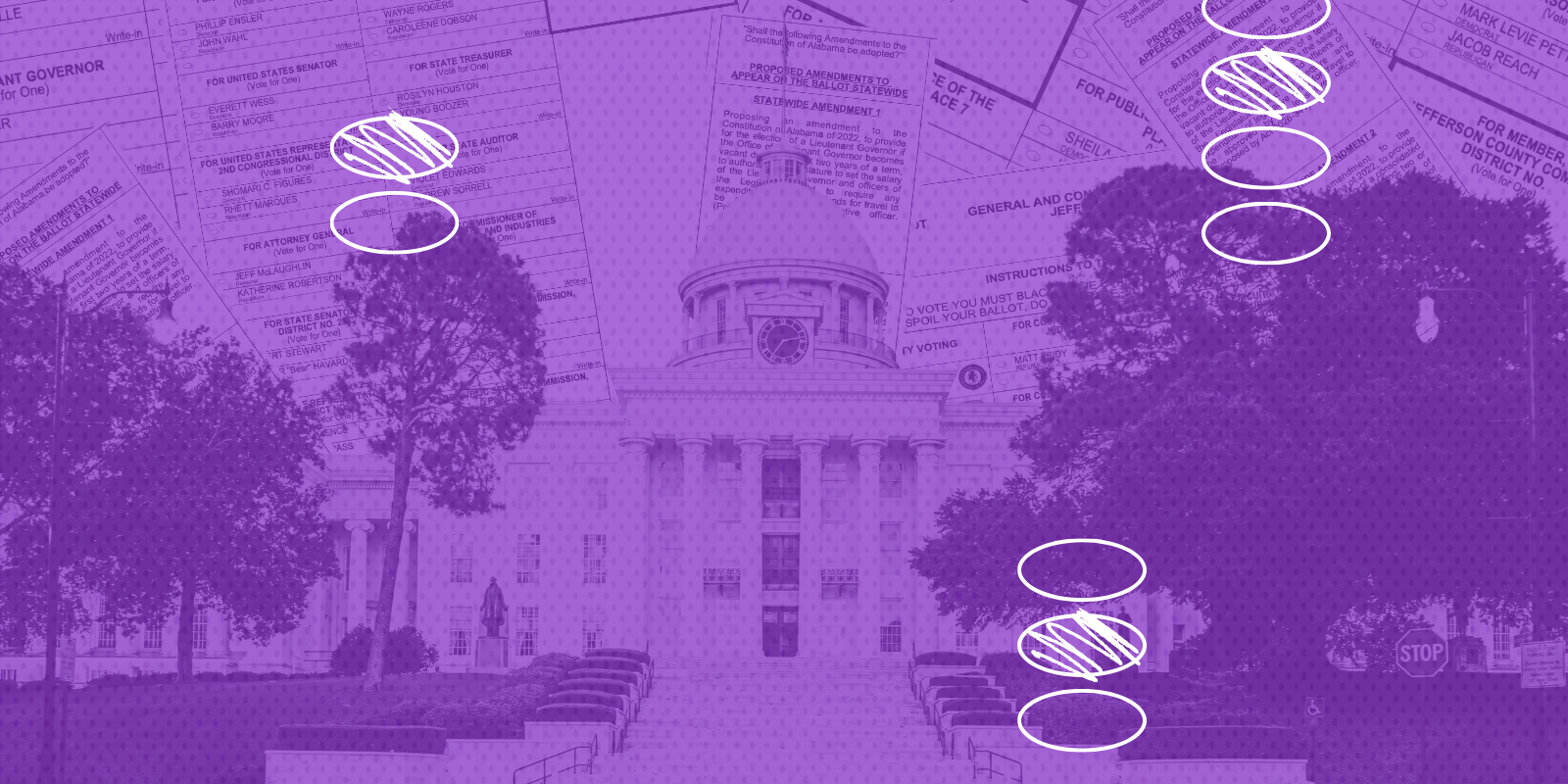 capital building on a purple field