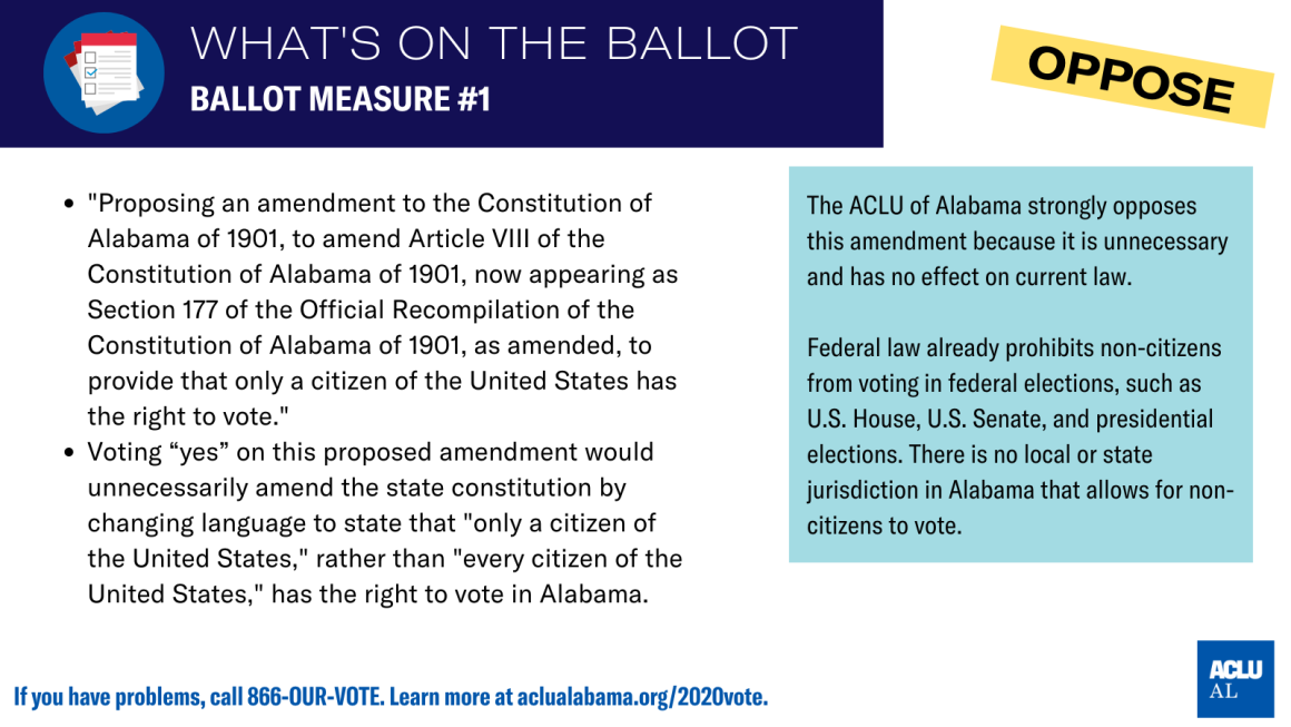 aclu of als's position on ballot measure #1