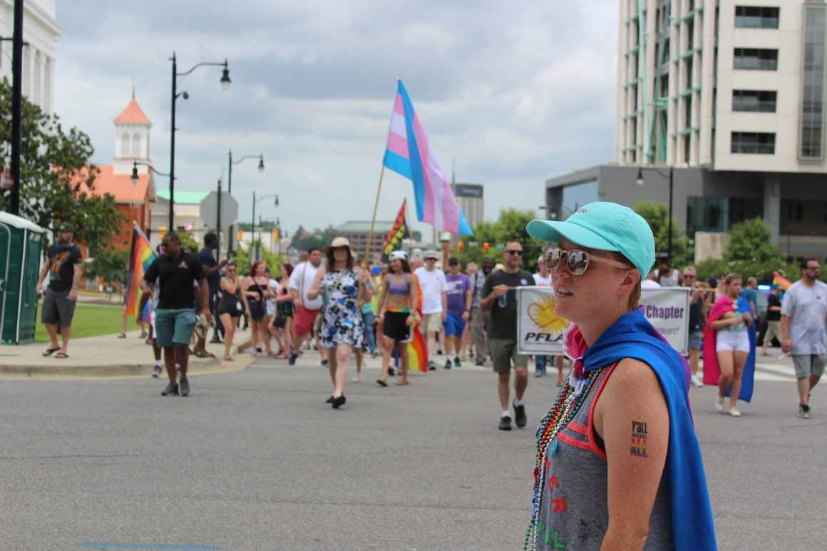 marchers coming down dexter avenue for pride