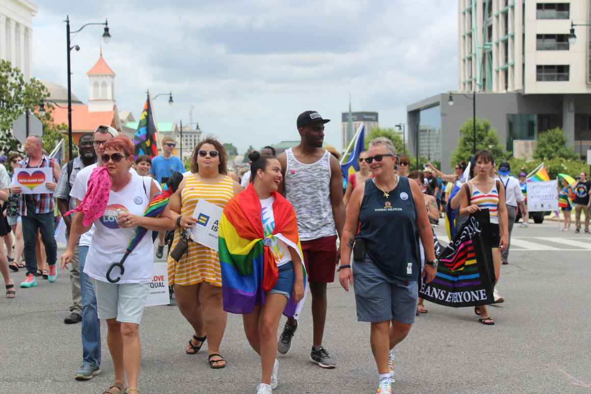marchers coming down dexter avenue for pride