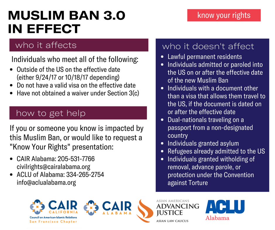 know your rights muslim ban infographic