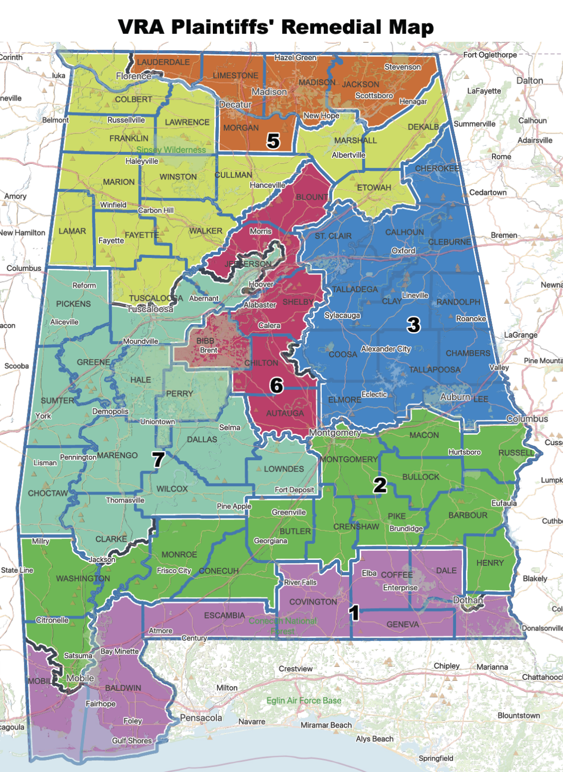map of congressional districts in Alabama