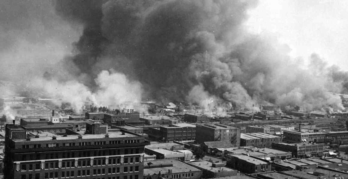 Greenwood neighborhood in flames during the 1921 massacre