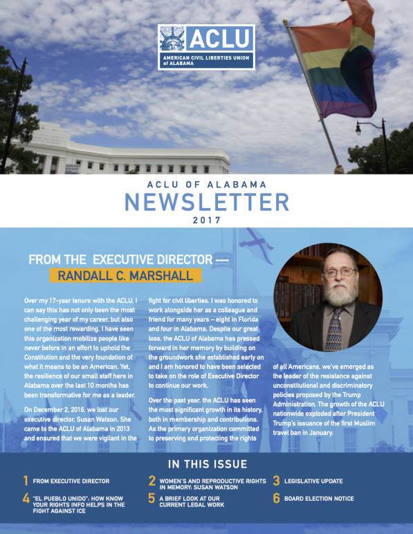 front page of newsletter