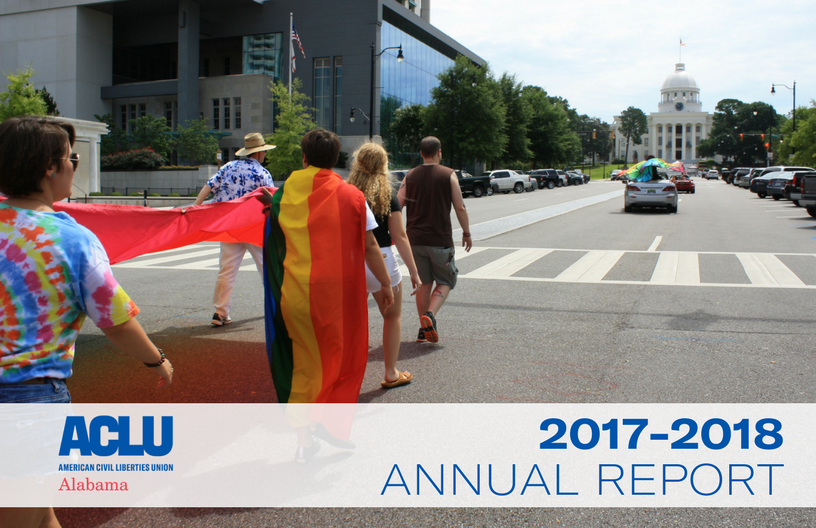 cover of annual report, pride march on Dexter Ave