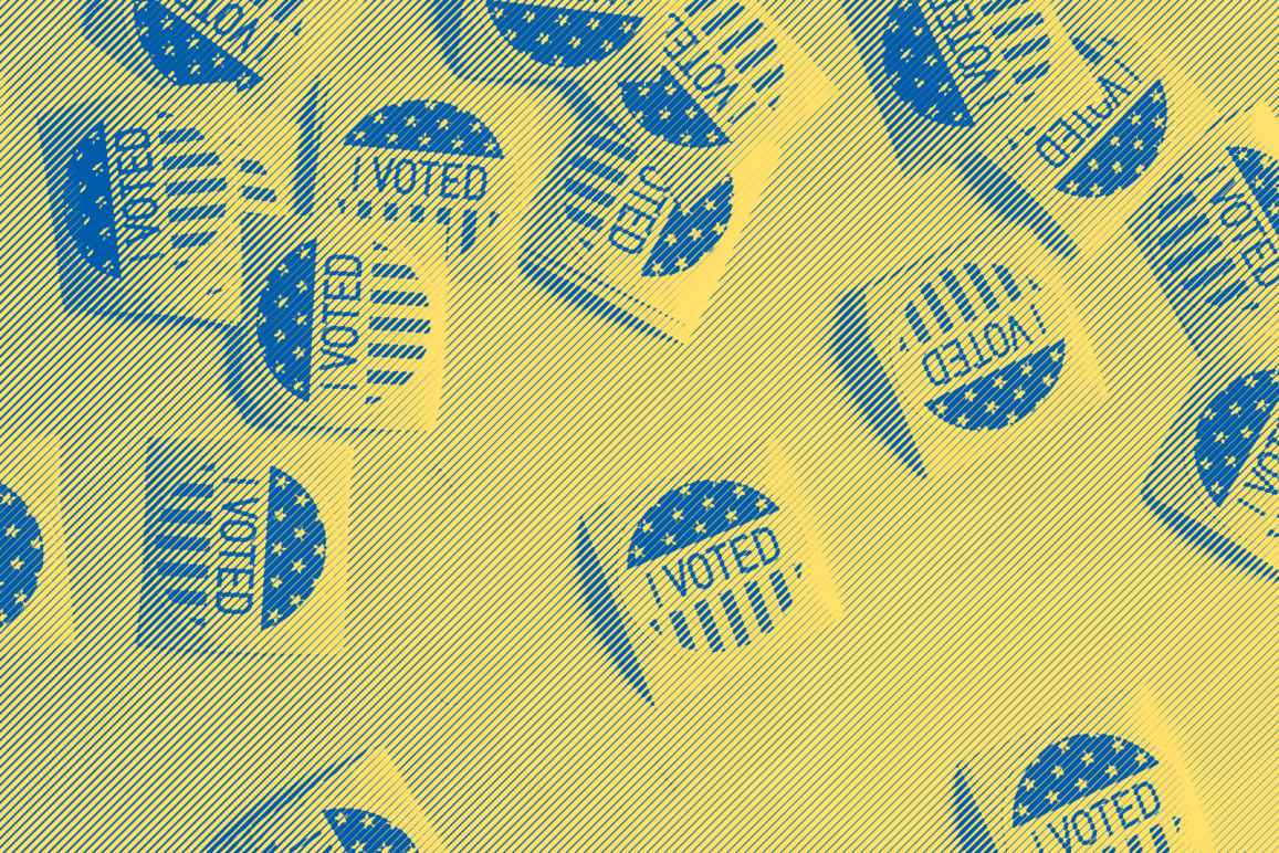 i voted stickers with a yellow and blue gradient