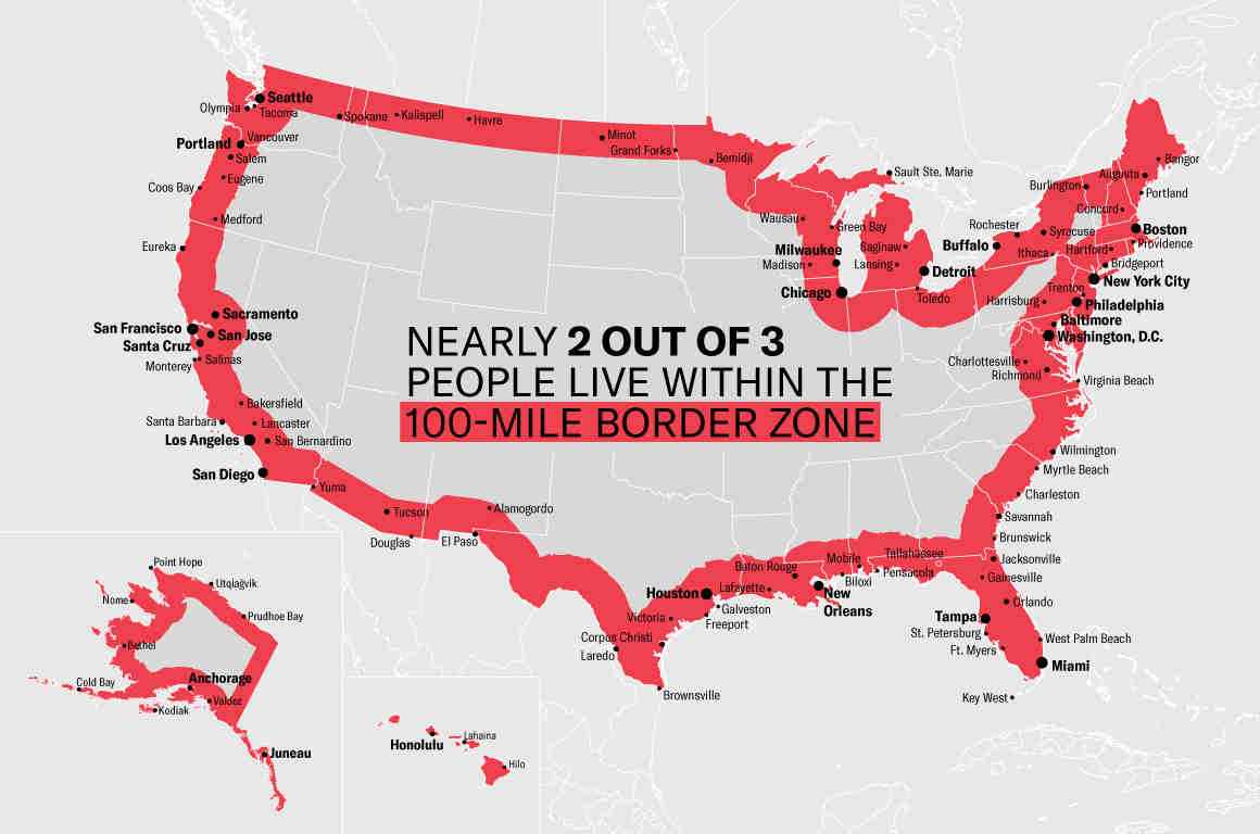 nearly 2 out of 3 people live within border zone