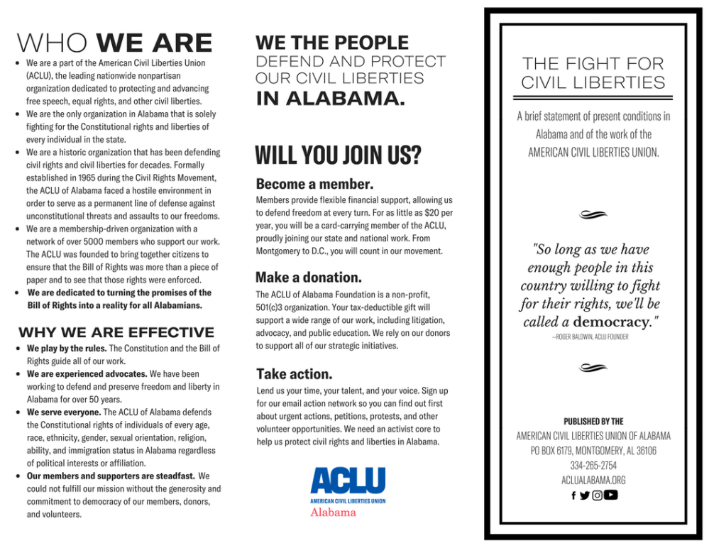 ACLU of Alabama Quick Facts ACLU of Alabama ACLU of Alabama Quick Facts ACLU of Alabama