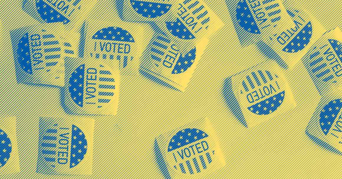 i voted stickers with a yellow and blue gradient