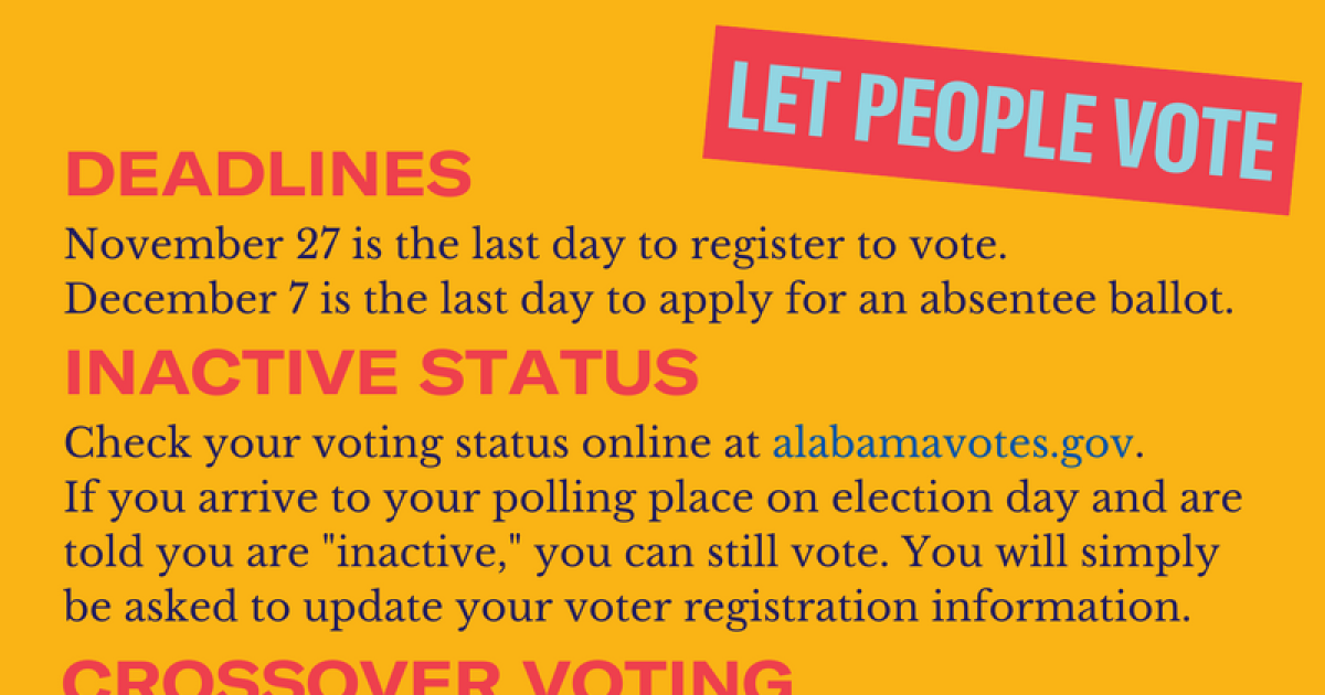 voting in the alabama us senate special election aclu of alabama alabama absentee ballot application form