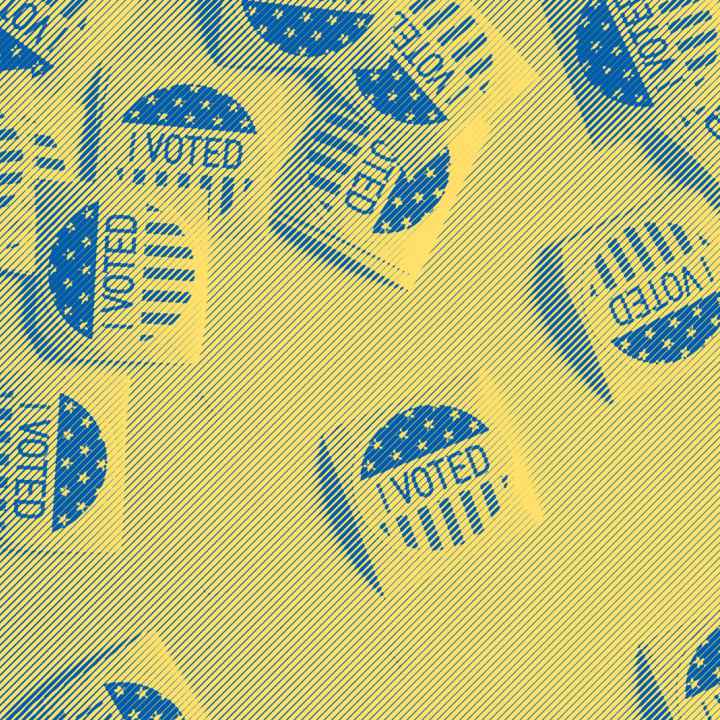 i voted stickers with a yellow and blue gradient