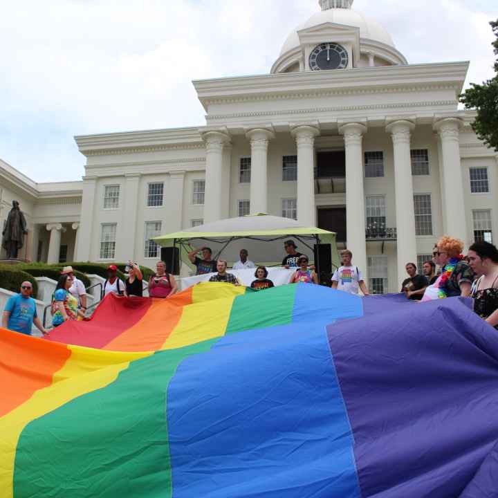 laying down the flag on the capitol steps